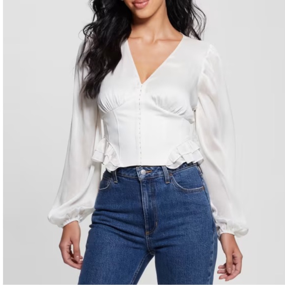 NWT GUESS Dove White Corset Top - Picture 3 of 9